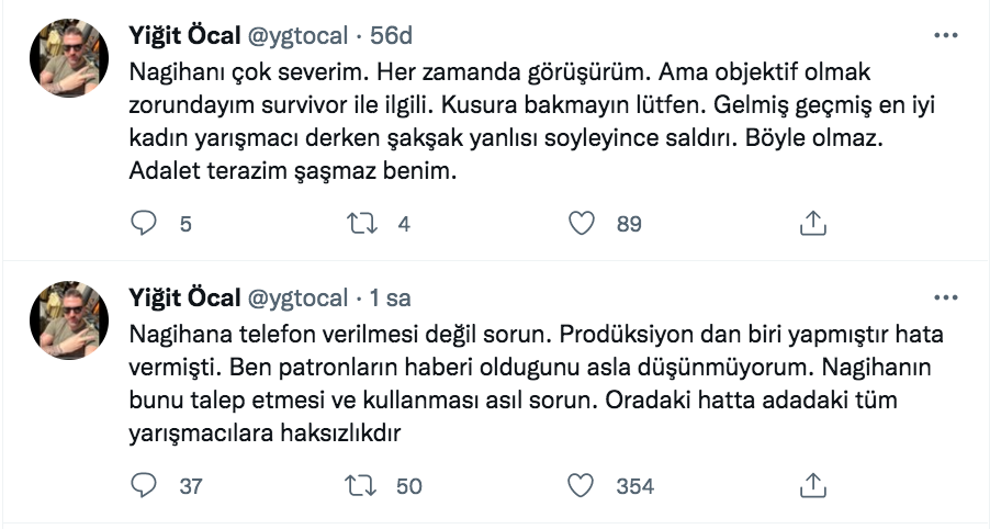 yigit ocal dan nagihan karadere nin telefonlu goruntuleri icin olay yorum